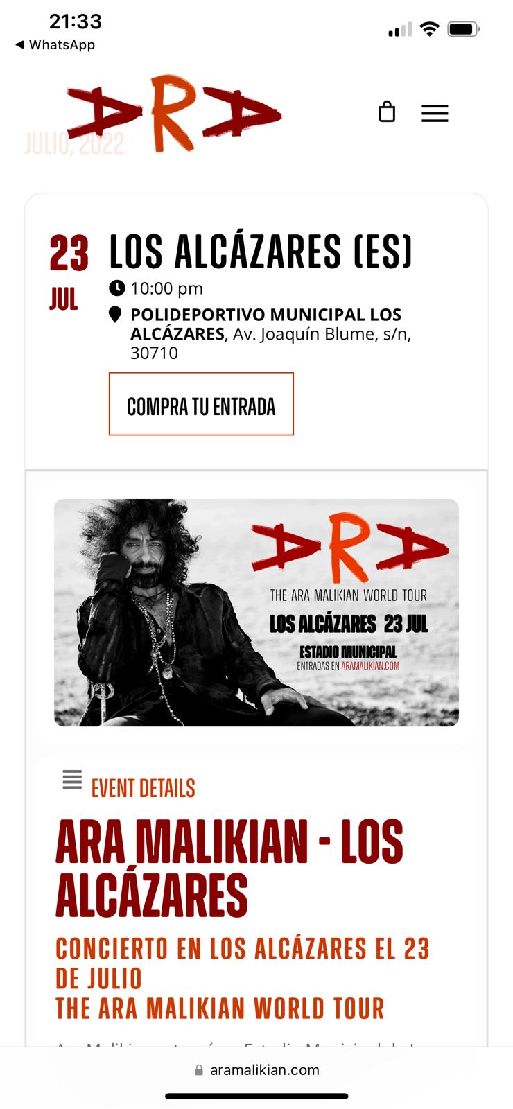 Ara Malikian, Los Alcázares